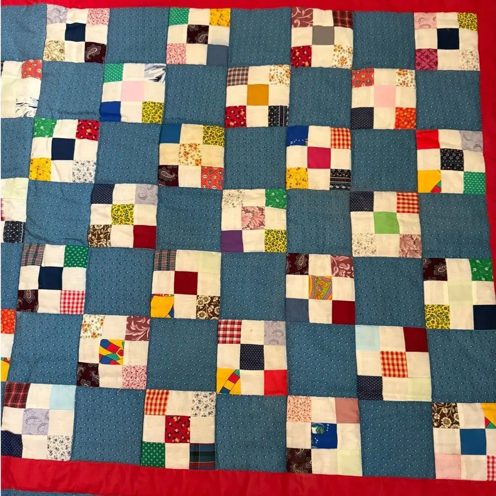 Vintage Hand-Stitched Patchwork Quilt / Quillow